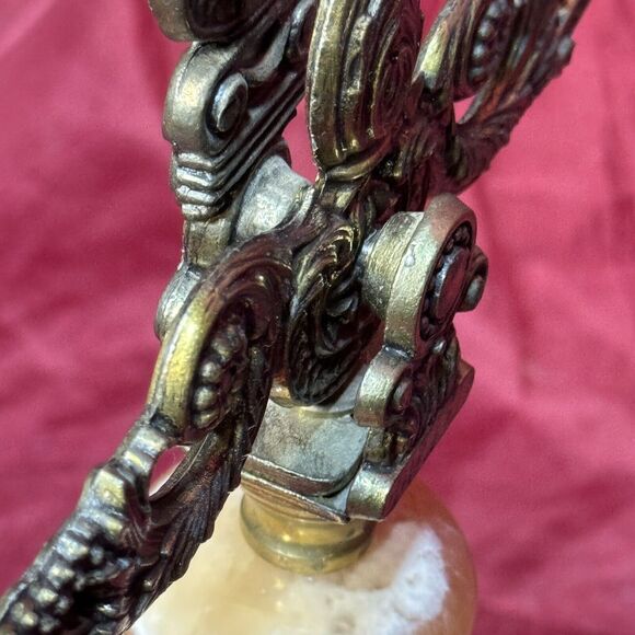 Antique 16” Italian Apothecary Scale Solid Brass w/Marble Torso & 3-Toed Base - Picture 8 of 12